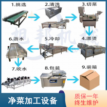 商用不锈钢净菜加工设备 中央厨房预制菜生产线 全自动果蔬加工流水线